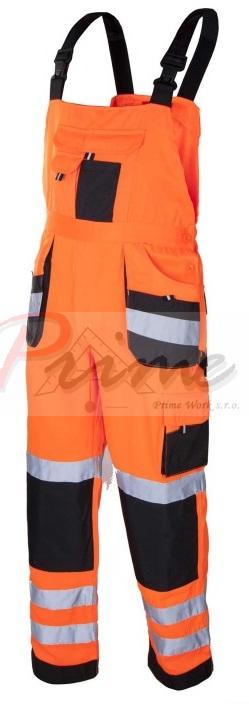 FLASH Orange - Pantaloni de protectie cu pieptar reflectorizanti