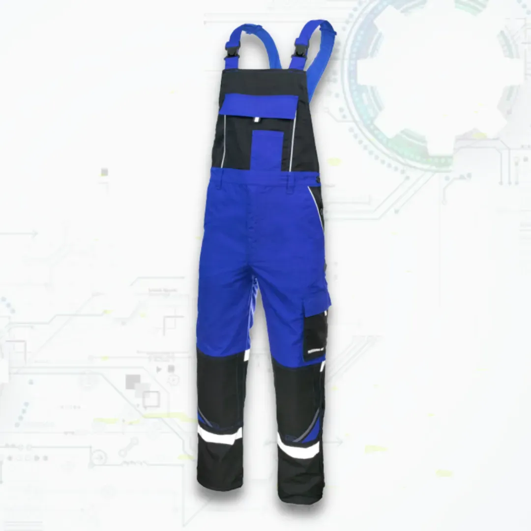 Professional-Ref Blue ORG - Pantaloni de protectie cu pieptar (D114)