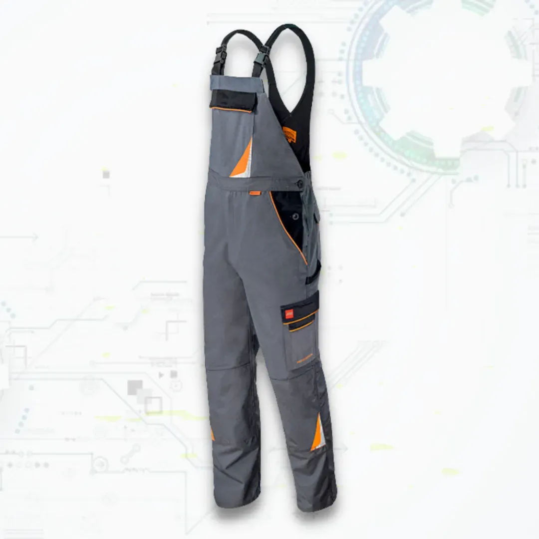 Professional Grey ORG - Pantaloni de protectie cu pieptar din tercot (D112)